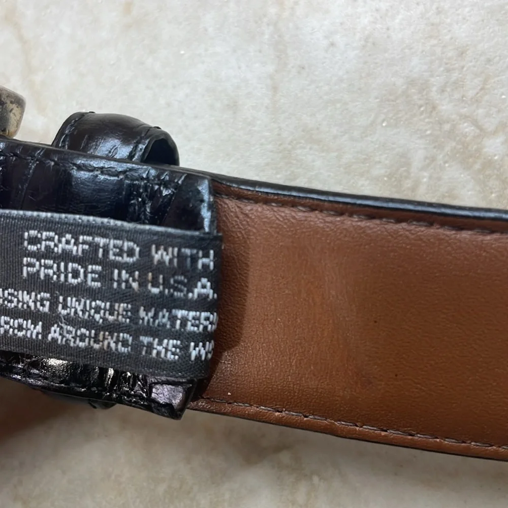 Brighton Dress Belt Size 38 Animal Full Grain Leather Glove Lining Black